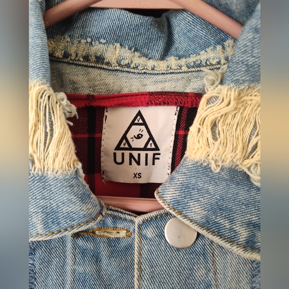 UNIF Distressed Denim and Red Flannel Vest - Picture 8 of 12